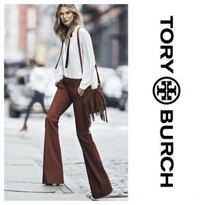 Vintage Y2K Tory Burch Retro 70s Low Rise Chevron Seam Flared Brown Pants 10